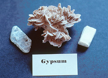 Photo: Several crystalline forms of gypsum
