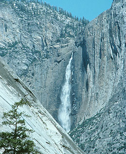Photo: Upper Yosemite Falls in the distance, granite walls all around