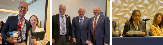 Photo 1: Bart Weiss with Jessica Kramer; Photo 2: Brian Biesemeyer, Senator Mark Kelly, and John Kmiec; Photo 3: Tanya Mottley